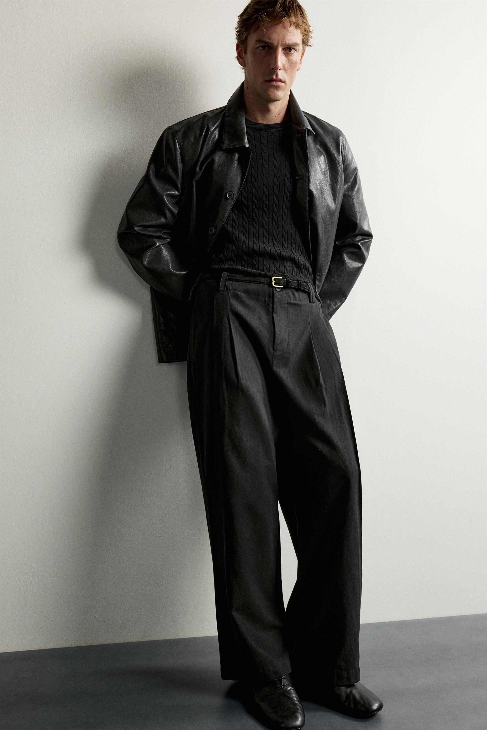 LYOCELL-COTTON PLEATED PANTS