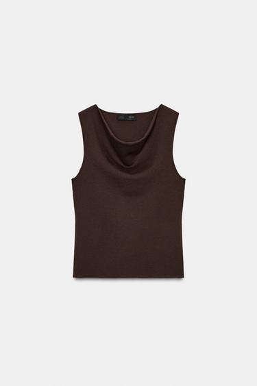 SLEEVELESS KNIT TOP - Chocolate by Zara - Image 0