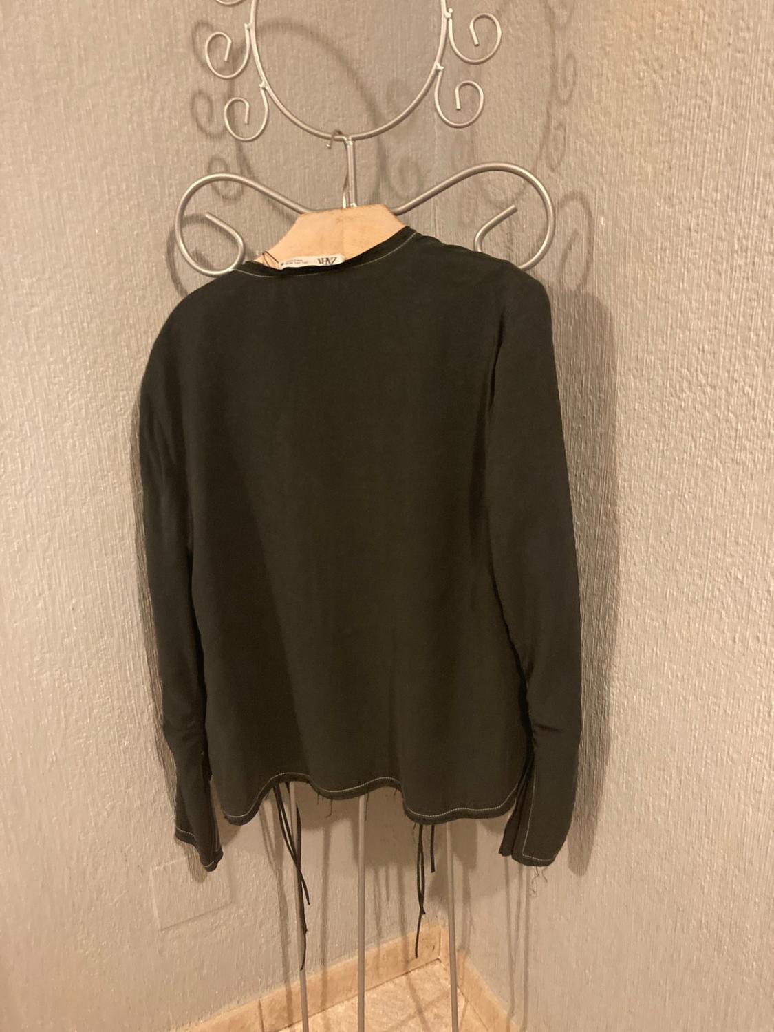 TIED TOPSTITCHED BLOUSE ZW COLLECTION - Image 2