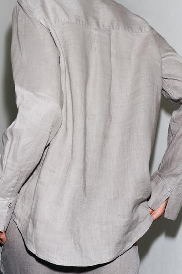 CHEMISE 100 % LIN COLLECTION ZW - Gris clair de Zara - Image 3