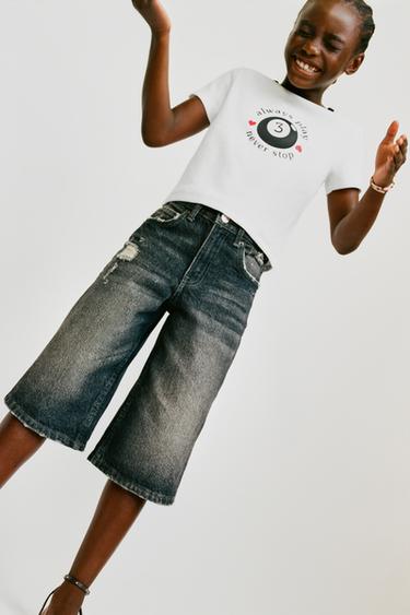 CAMISETA RIB TEXTO CONTRASTE - Blanco de Zara