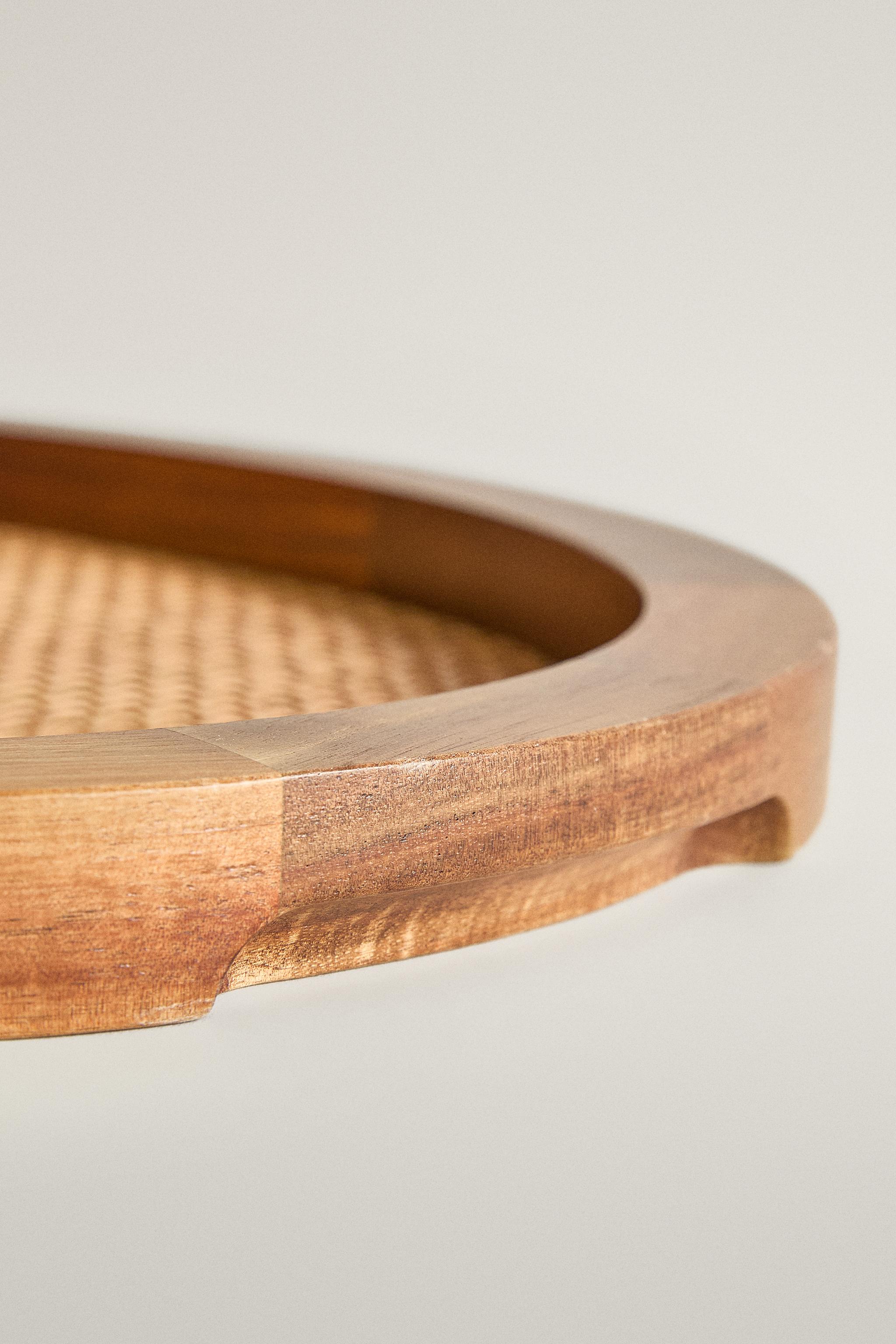 OVAL WOOD RATTAN TRAY
