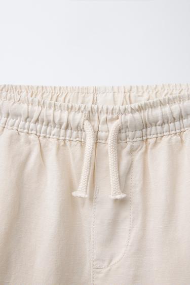 PANTALON DROIT AVEC LIN - Écru de Zara - Image 2