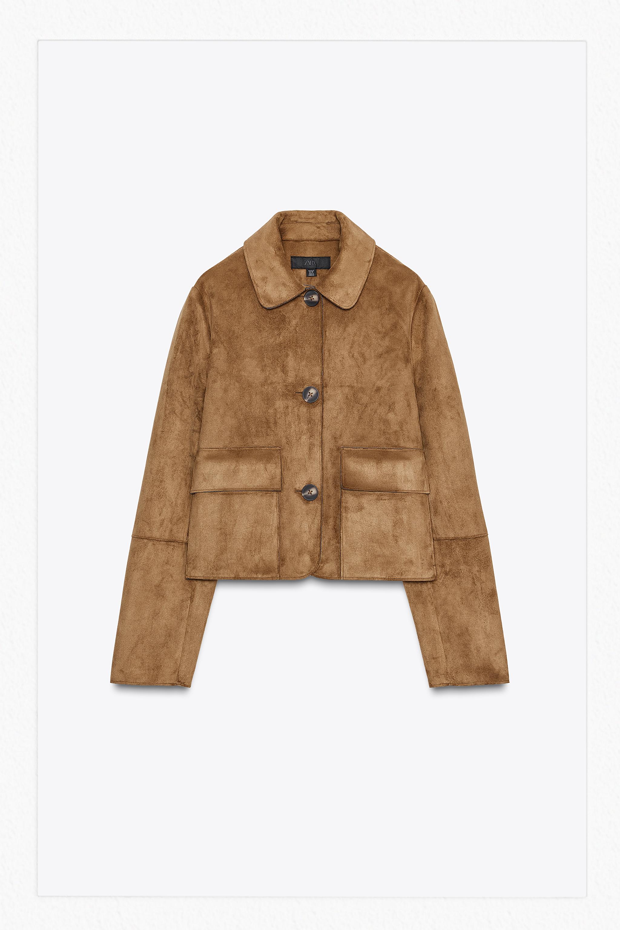 コントラスト付きスエードジャケット　ZARA 美品 ZARA ザラ フェイクスエードジャケット コントラストトップ