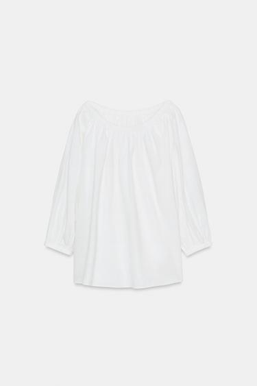 LINEN BLEND BANDEAU TOP - White by Zara