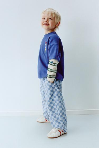 EMBROIDERED TEXT PATCH T-SHIRT - Blue by Zara