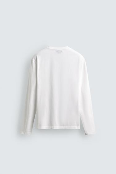 LONG SLEEVE T-SHIRT WITH POCKET AARON LEVINE X ZARA - White by Zara - Image 8