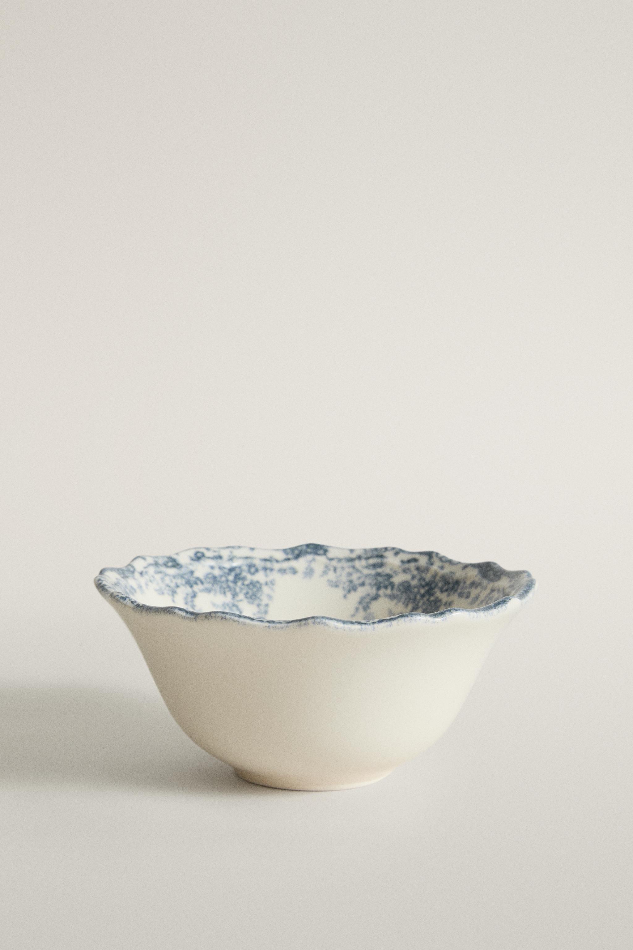 FLORAL EARTHENWARE SNACK BOWL