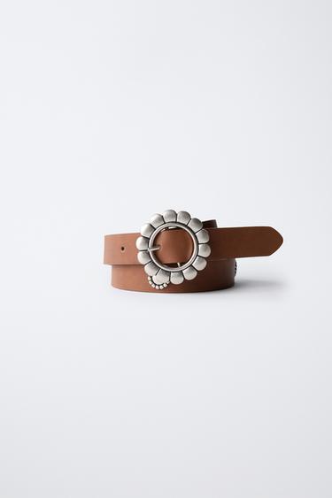 Zara DAISY BUCKLE BELT - Brown - Image 0