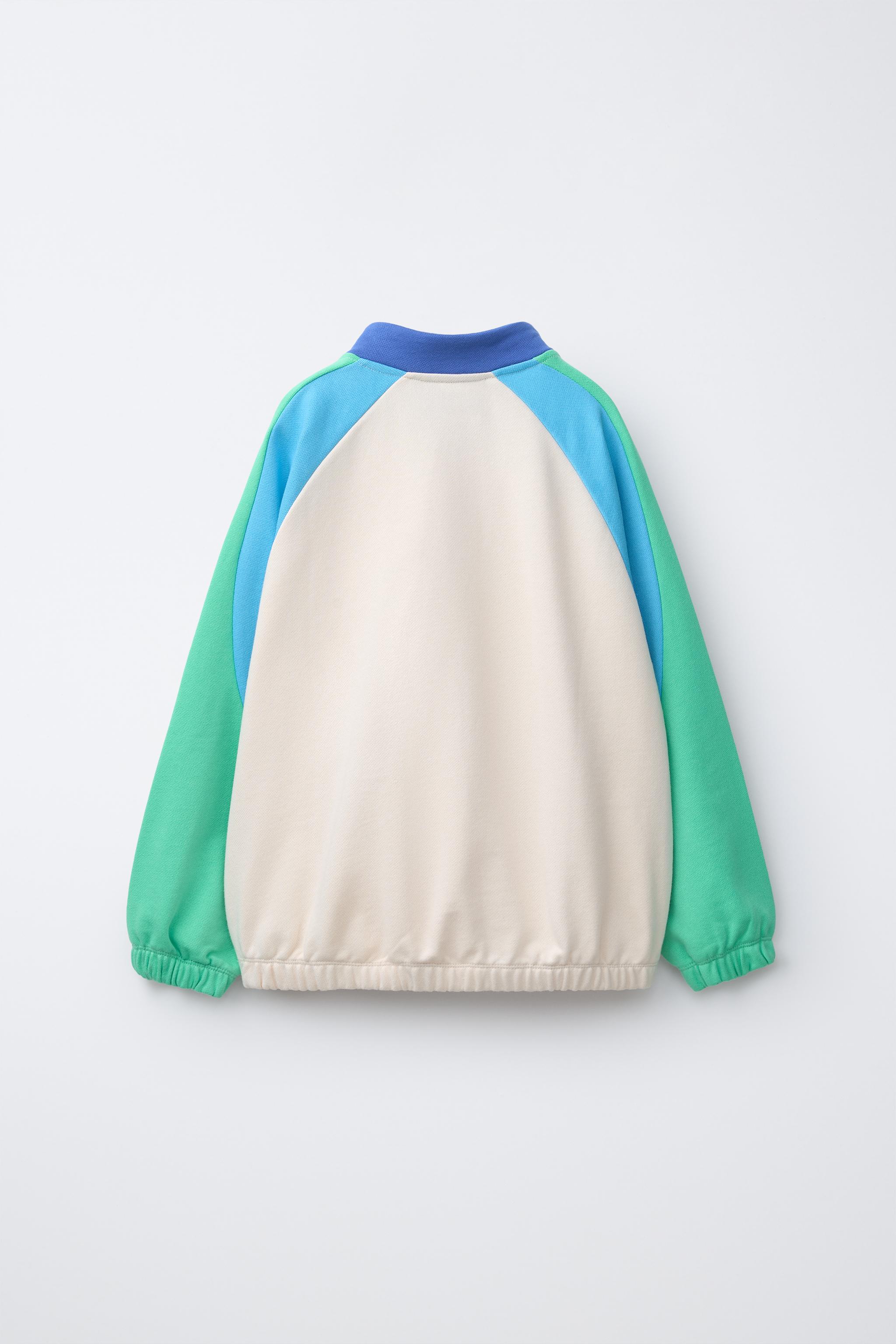 COLOR BLOCK SWEATSHIRT - Green / Ecru | ZARA Canada