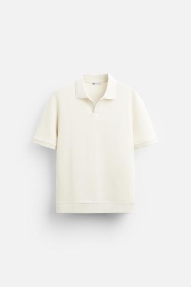 POLO STRUCTURÉ CÔTELÉ - Blanc cassé de Zara