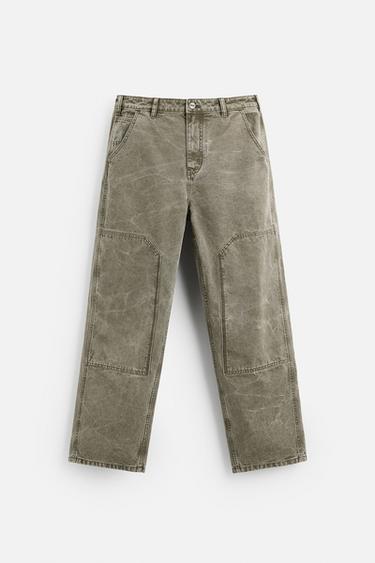 WASHED CARPENTER TROUSERS - Light khaki by Zara