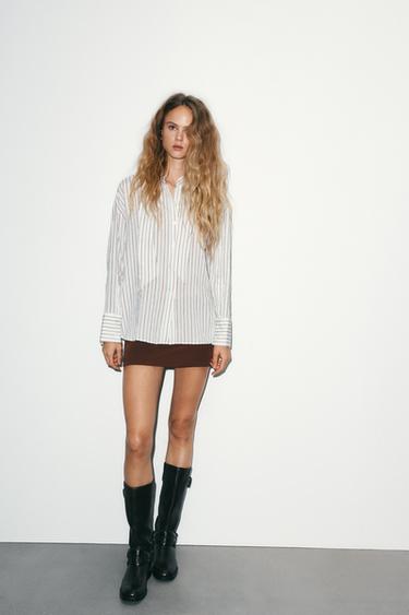 FLOWING STRIPED SHIRT WITH SCARF DETAIL - only one by Zara