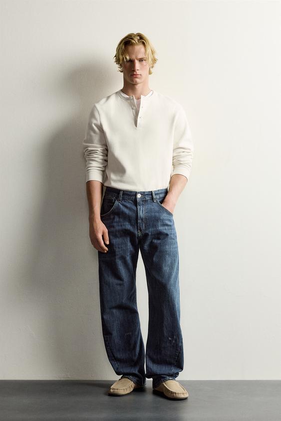 JEANS BARREL FIT COUTURE TOURNÉE - Bleu de Zara - Image 0