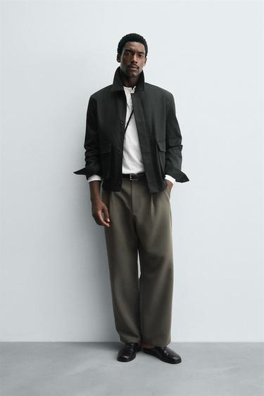 RELAXED FIT BROEK MET PLOOIEN - Groen van Zara - Afbeelding 0