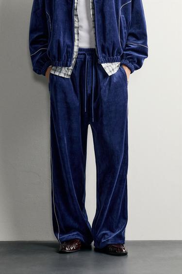 RETRO VELOUR TRACK PANTS — Bluish 2