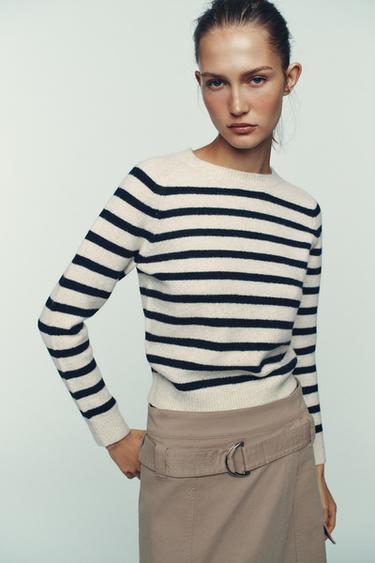 Zara 條紋針織衫 - 沙色 / 藍色