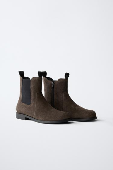 LEATHER CHELSEA ANKLE BOOTS - Brown by Zara