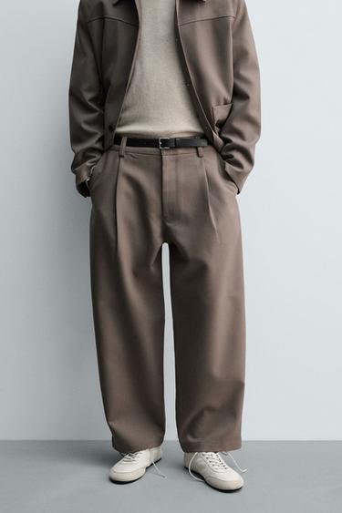 QUẦN BALLOON FIT XẾP LI - Màu nâu nhạt từ Zara