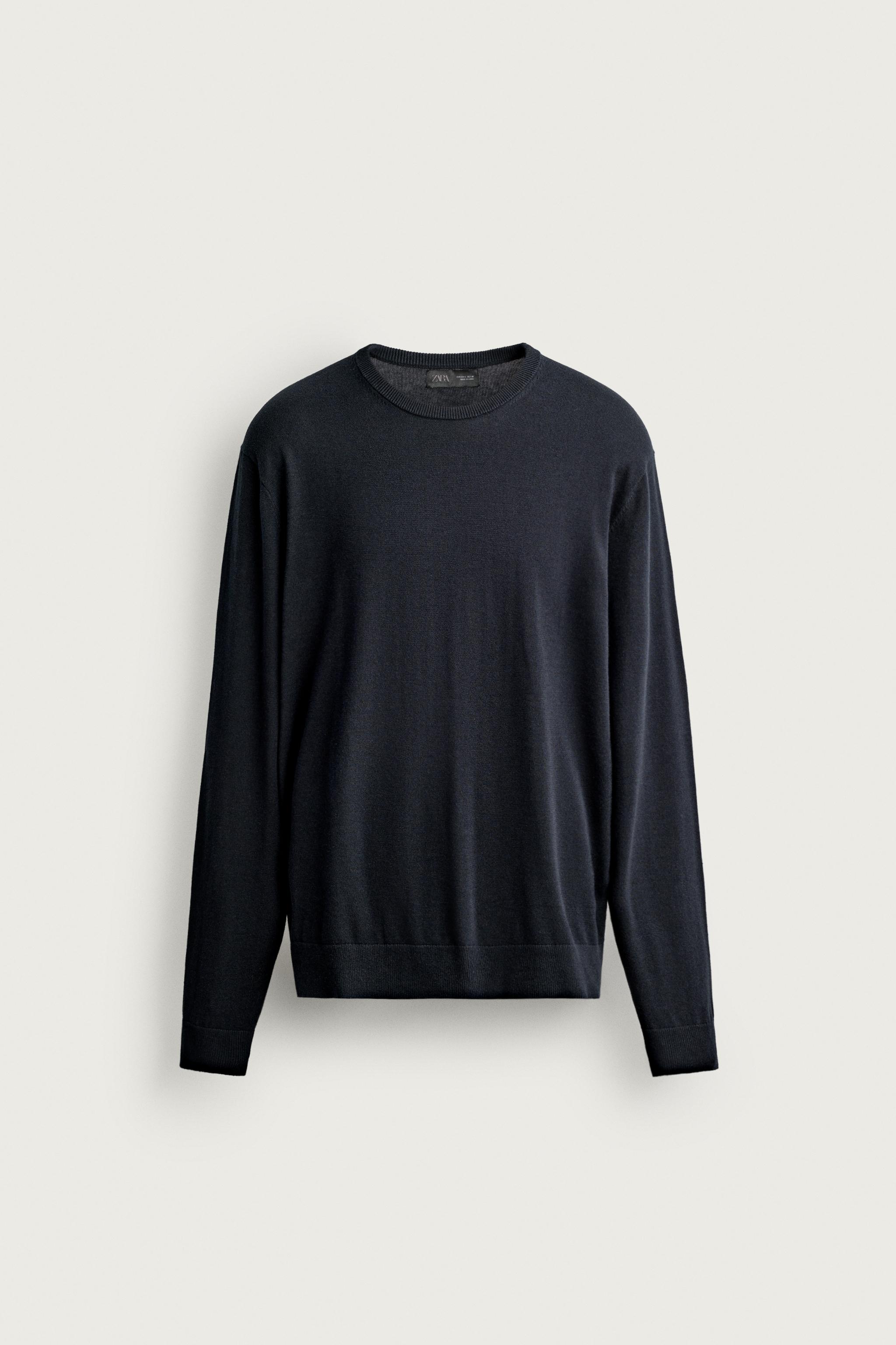 LIGHTWEIGHT COTTON-BLEND JUMPER — Dark navy