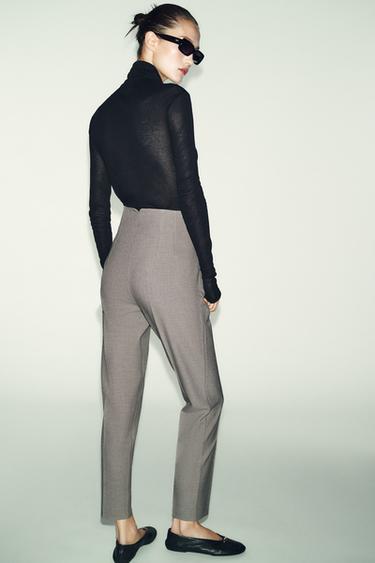 PANTALON TAILLE HAUTE - Marron clair de Zara