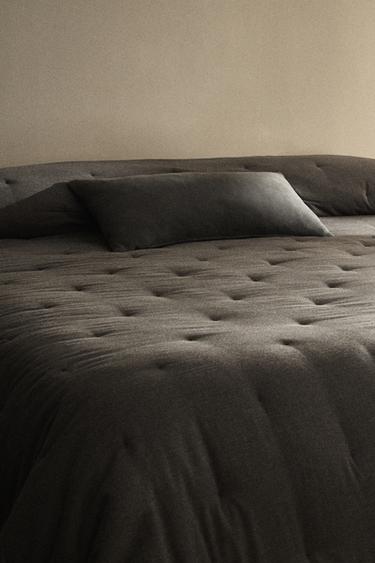 COTTON AND CASHMERE QUILT - Dark grey by Zara