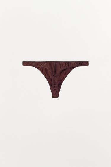 SATIN THONG - Burgundy by Zara - Image 3