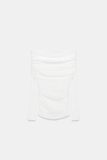 HAUT BUSTIER FRONCES - Blanc cassé de Zara - Image 4