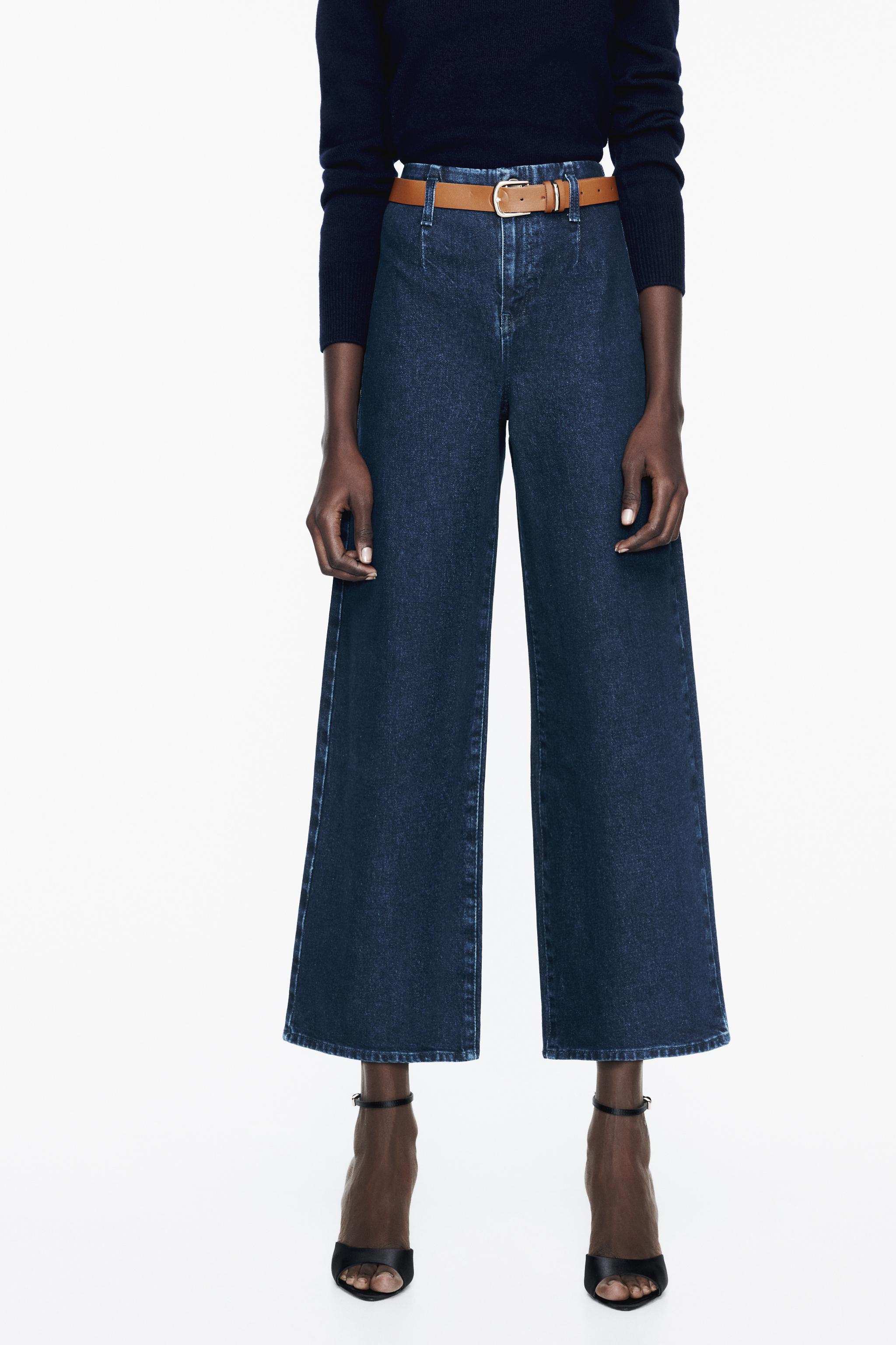 Z1975 WIDE-LEG CROPPED HIGH-WAIST BELTED JEANS