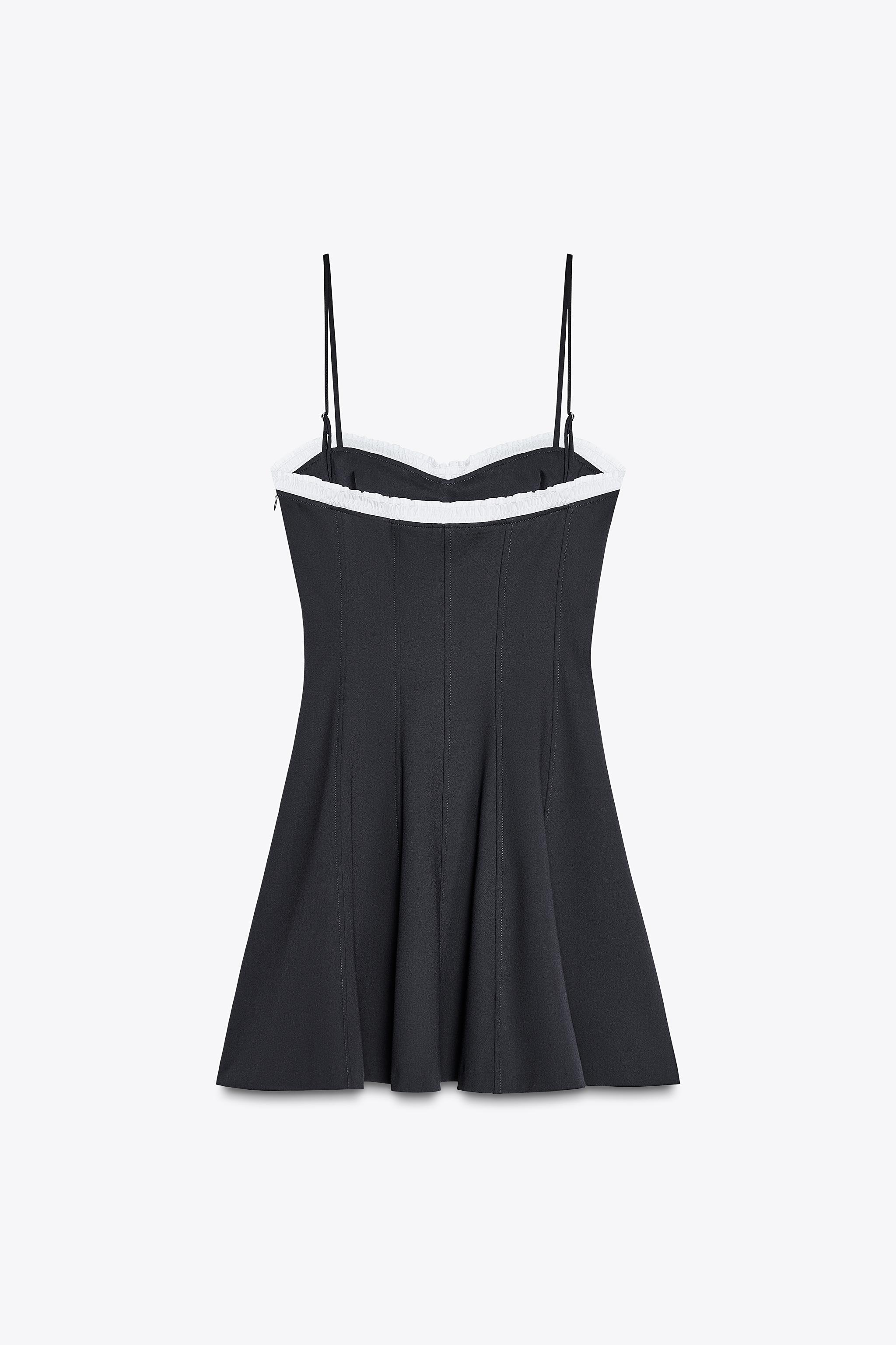 BOW RUFFLE STRAPPY DRESS - Dark navy | ZARA United States