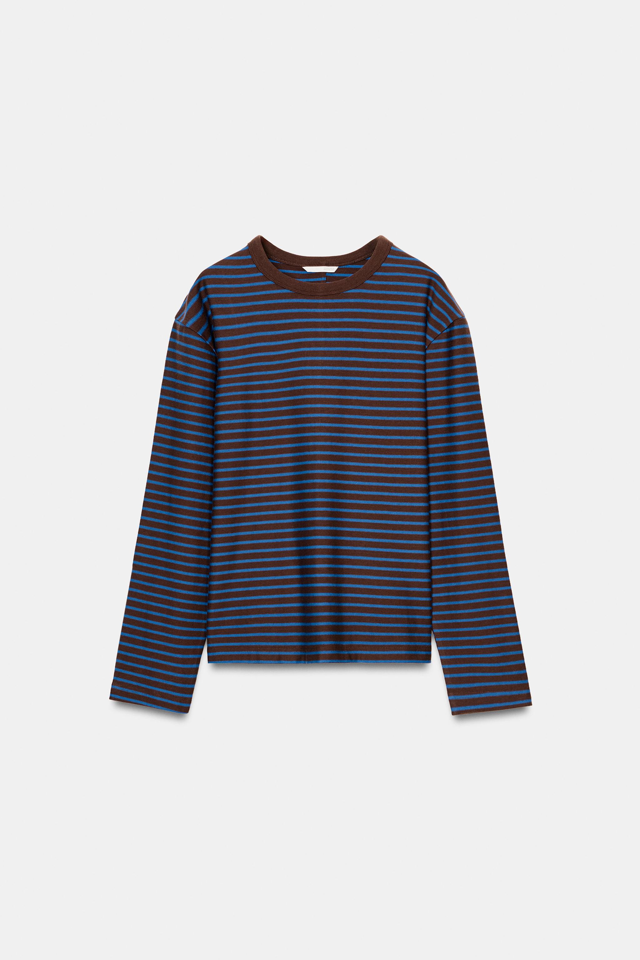 ストライプ柄ロングスリーブTシャツ - ストライプ | ZARA Japan / 日本