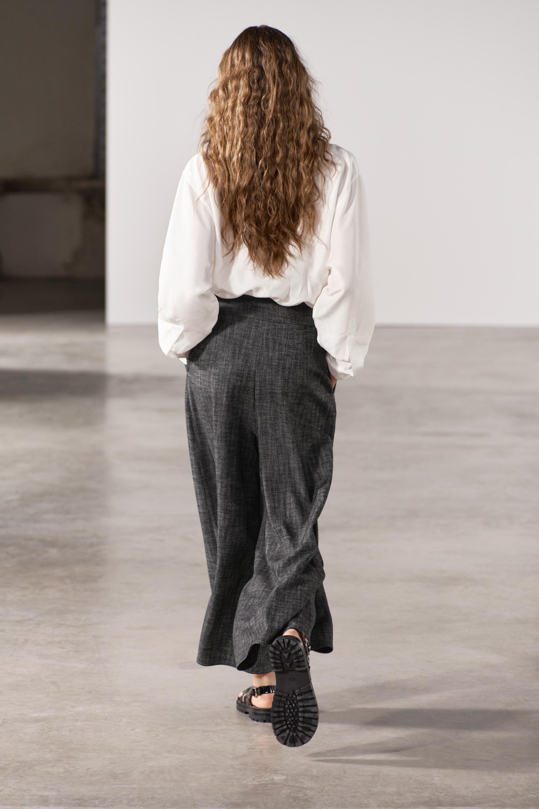 HERRINGBONE PLEATED PANTS ZW COLLECTION - Gray | ZARA United States