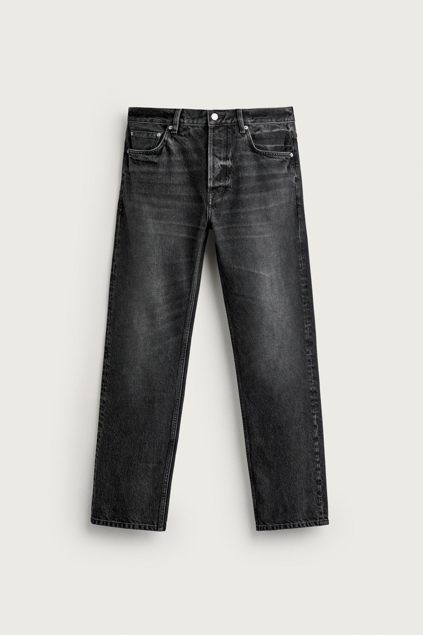 Мужские джинсы Zara Aaron Levine X ZARA Straight Fit, цвет: Чёрный — фото 8