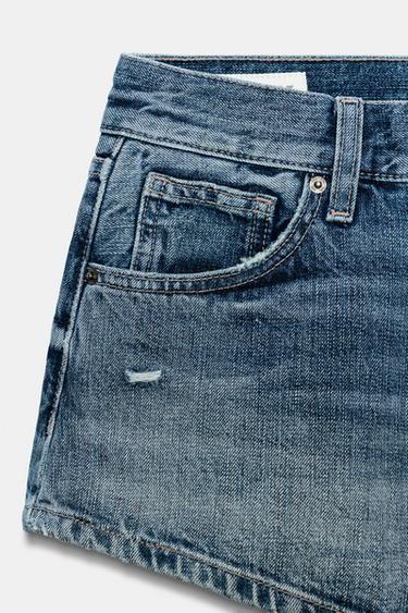 SHORT MINI DENIM TRF INCURVÉ TAILLE HAUTE - Bleu de Zara - Image 6