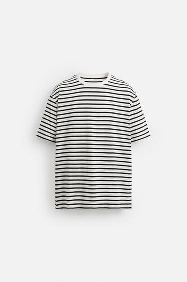 BASIC MEDIUM WEIGHT T-SHIRT - striped by Zara