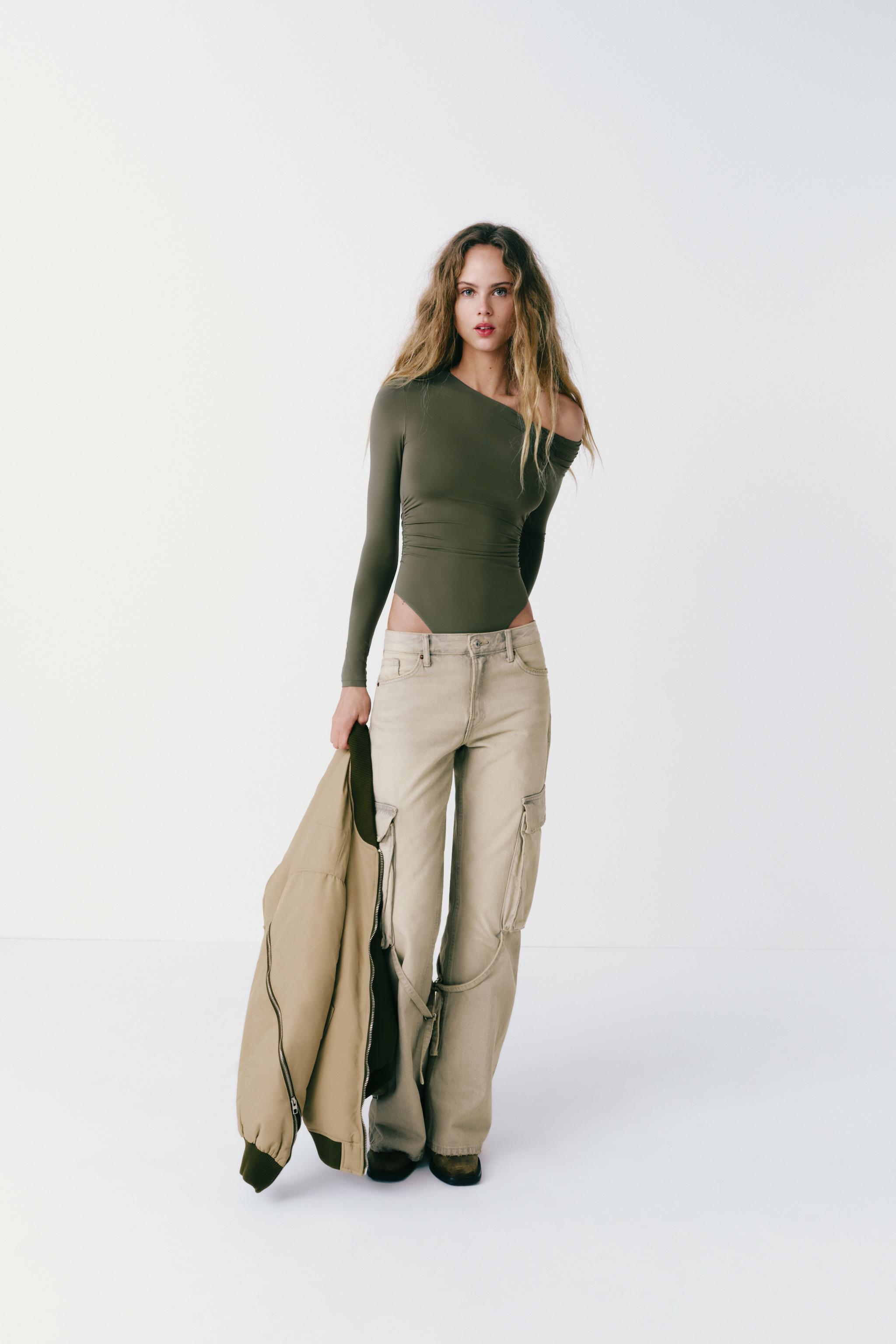 POLYAMIDE ASYMMETRIC BODYSUIT - Light green