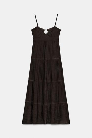 VESTIDO LARGO TIRANTES - Chocolate de Zara
