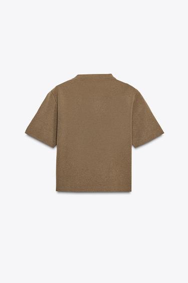 SHORT SLEEVE CARDIGAN - Khaki by Zara - Image 5