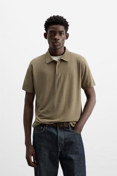 TEXTURED POLO SHIRT - Tobacco by Zara