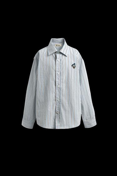Zara DONALD DUCK PATCH STRIPED SHIRT HARRY LAMBERT FOR ZARA X DISNEY - Sky blue - Image 0