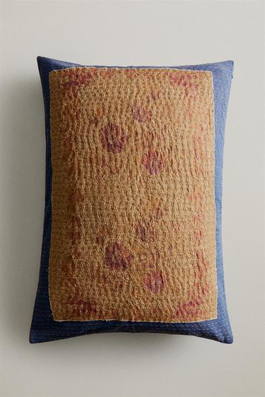 EMBROIDERED CUSHION COVER - Mustard by Zara