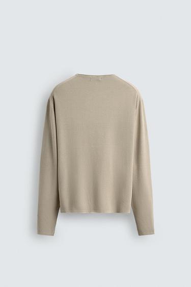 TEXTURED WASHED SWEATER - Sand de Zara - Image 7