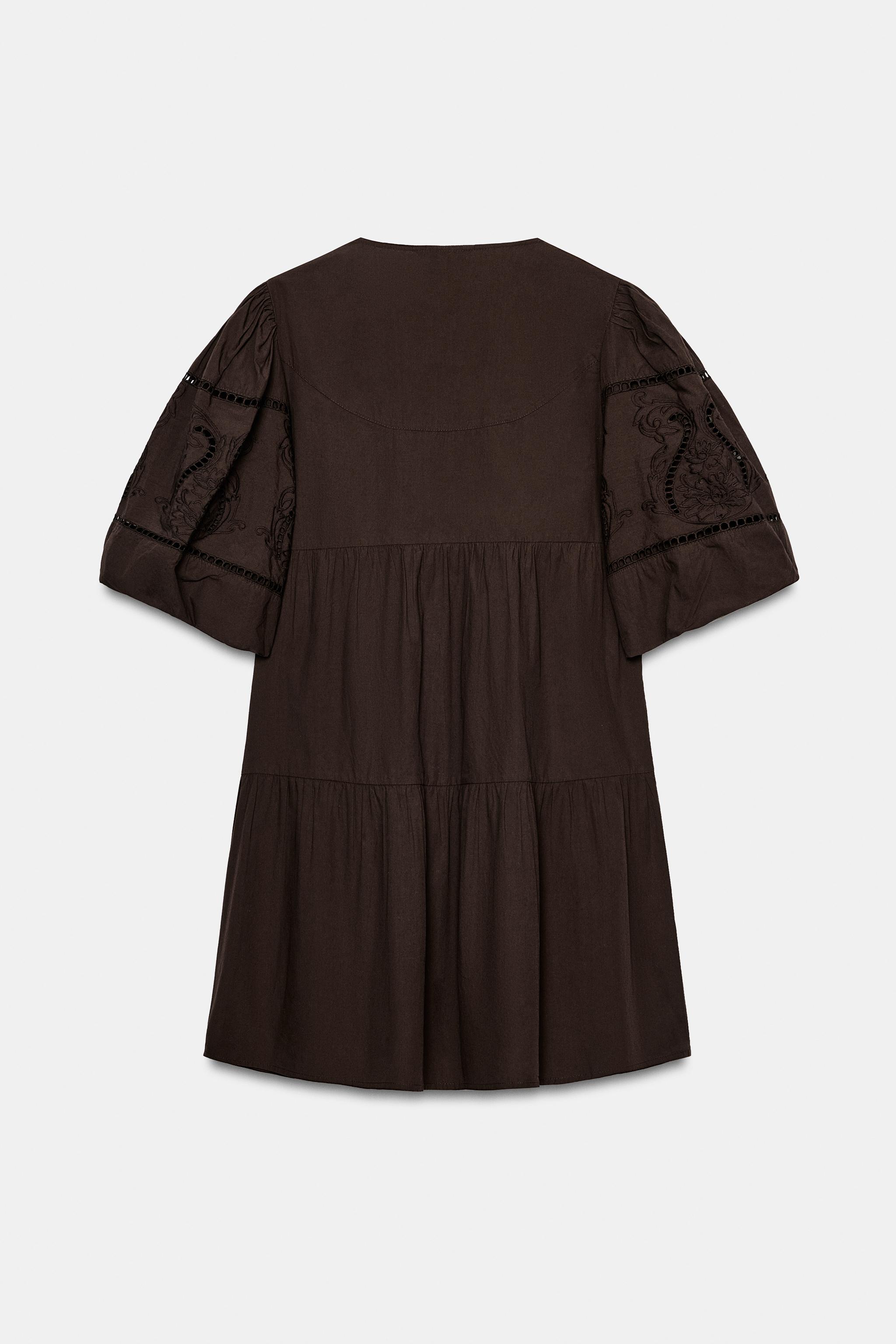 ROBE COURTE EN POPELINE BRODÉE