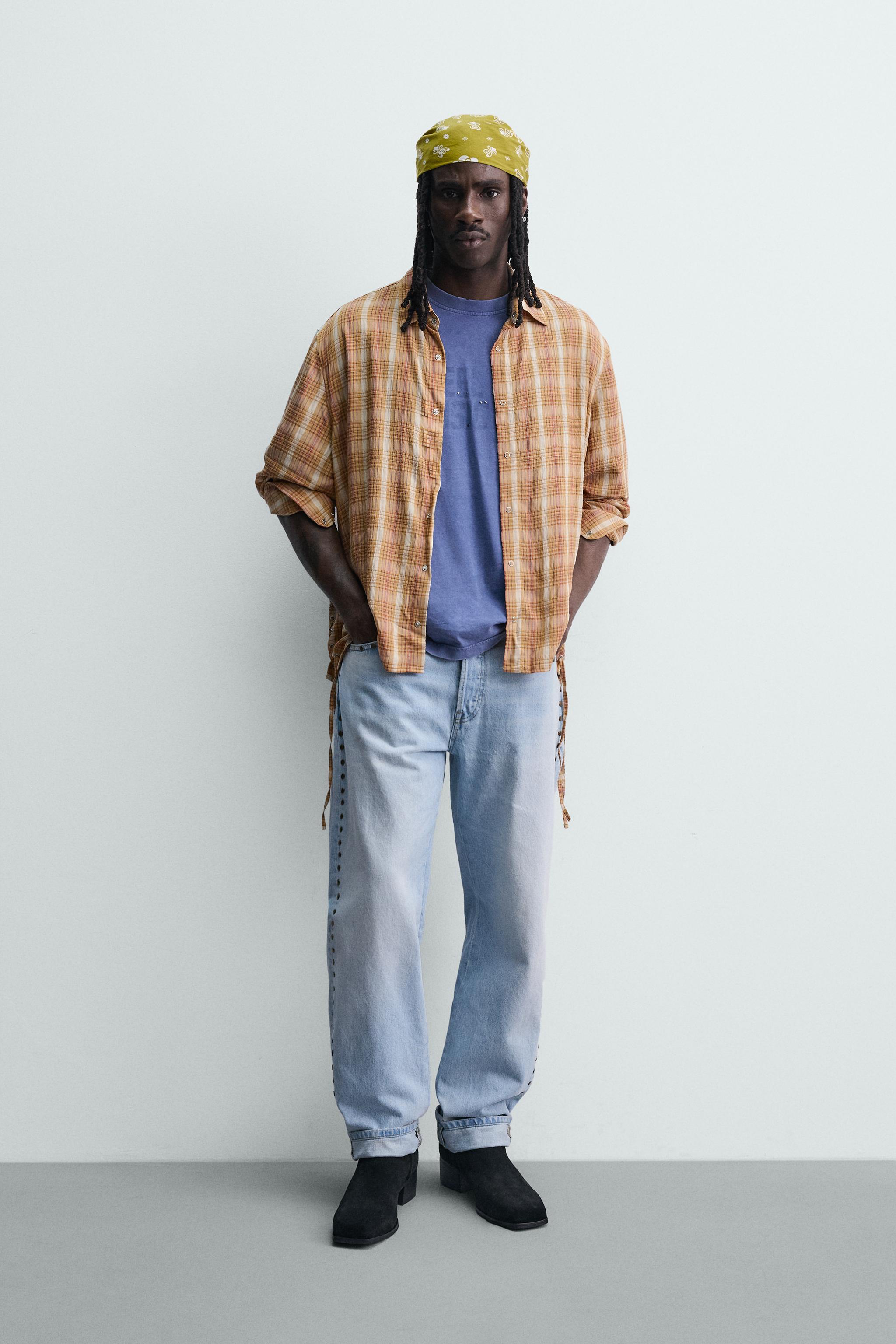 CHEMISE FLUIDE À CARREAUX ET LACETS