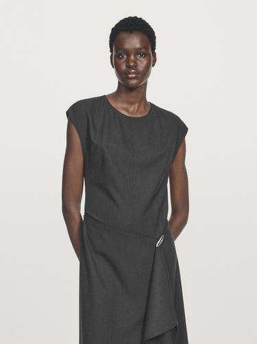 Zara Midi dress with brooch detail - Anthracite Gray