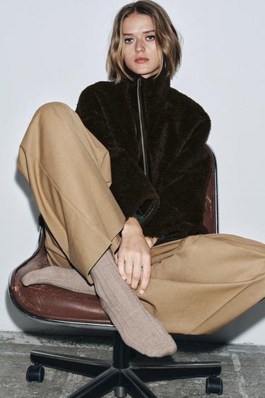 CHAUSSETTES BATIQUES CÔTELÉES - Beige de Zara