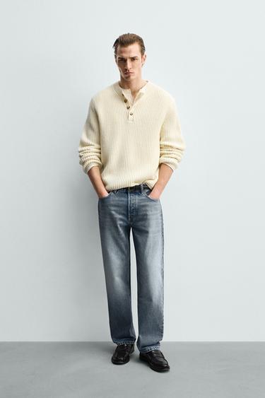 Zara STRAIGHT REGULAR FIT JEANS - Mid-blue