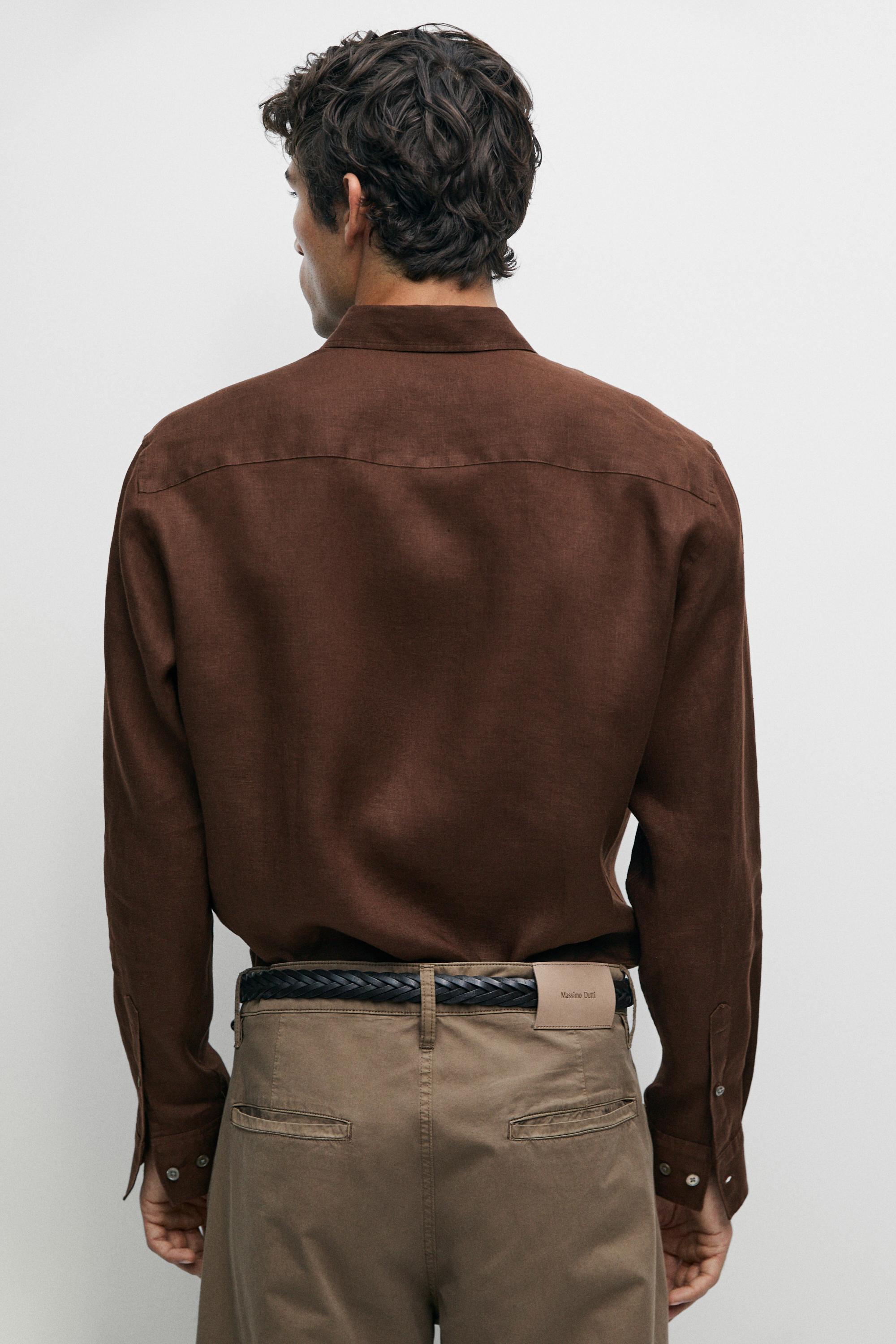 Regular fit 100% linen shirt