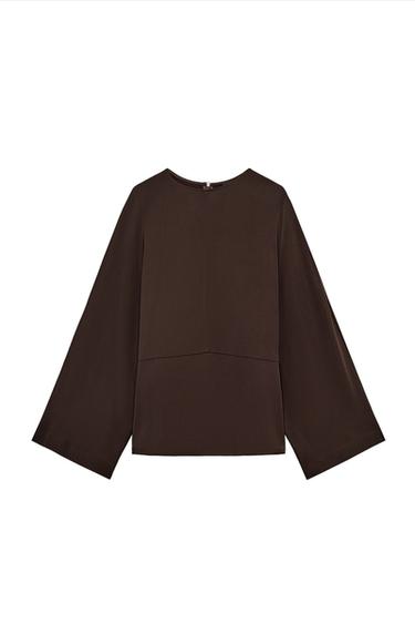 BLUSA FLUIDA ZW COLLECTION - Marrón oscuro de Zara