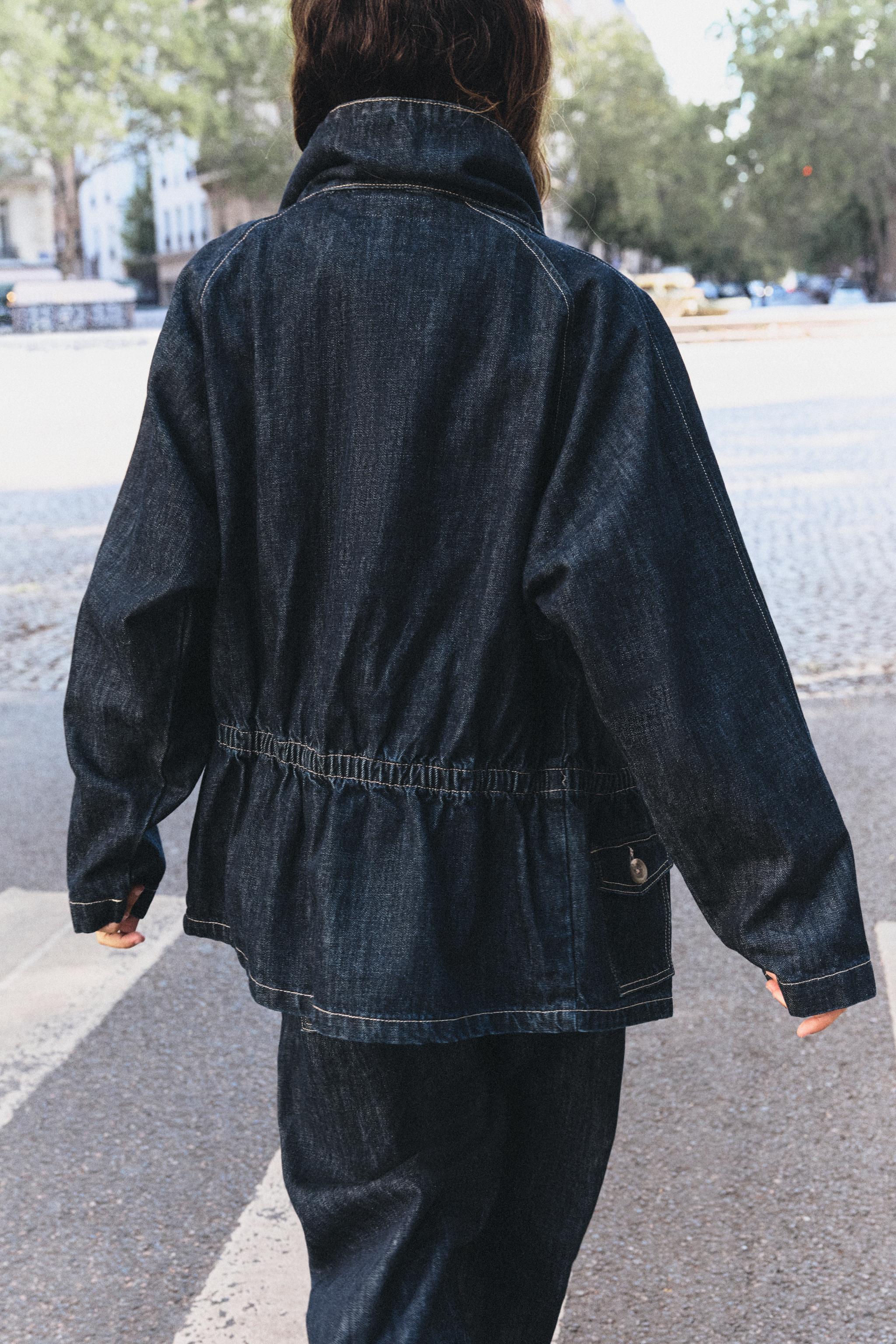 Zara Z1975 DENIM KONTRAST DİKİŞLİ CEKET görsel 4